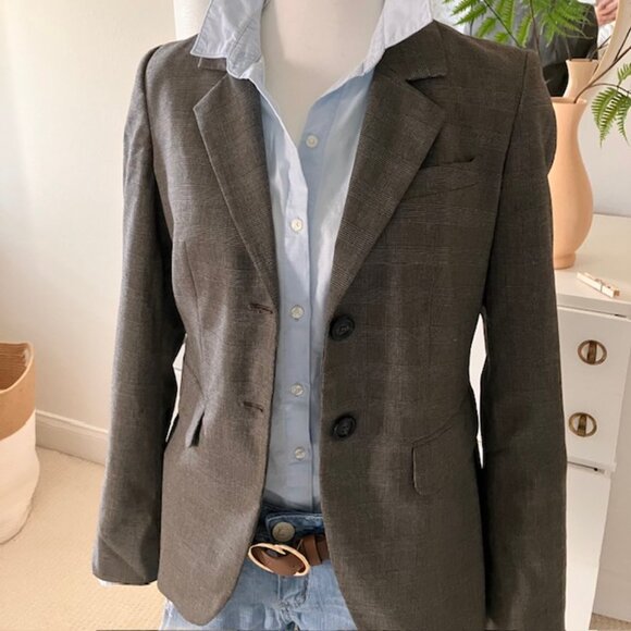 VTG Benneton Stile women's brown plaid blazer Size S - Picture 2 of 5